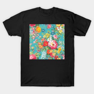 Cheerful Wildflowers, Blue, Orange, Pink  Flowers T-Shirt